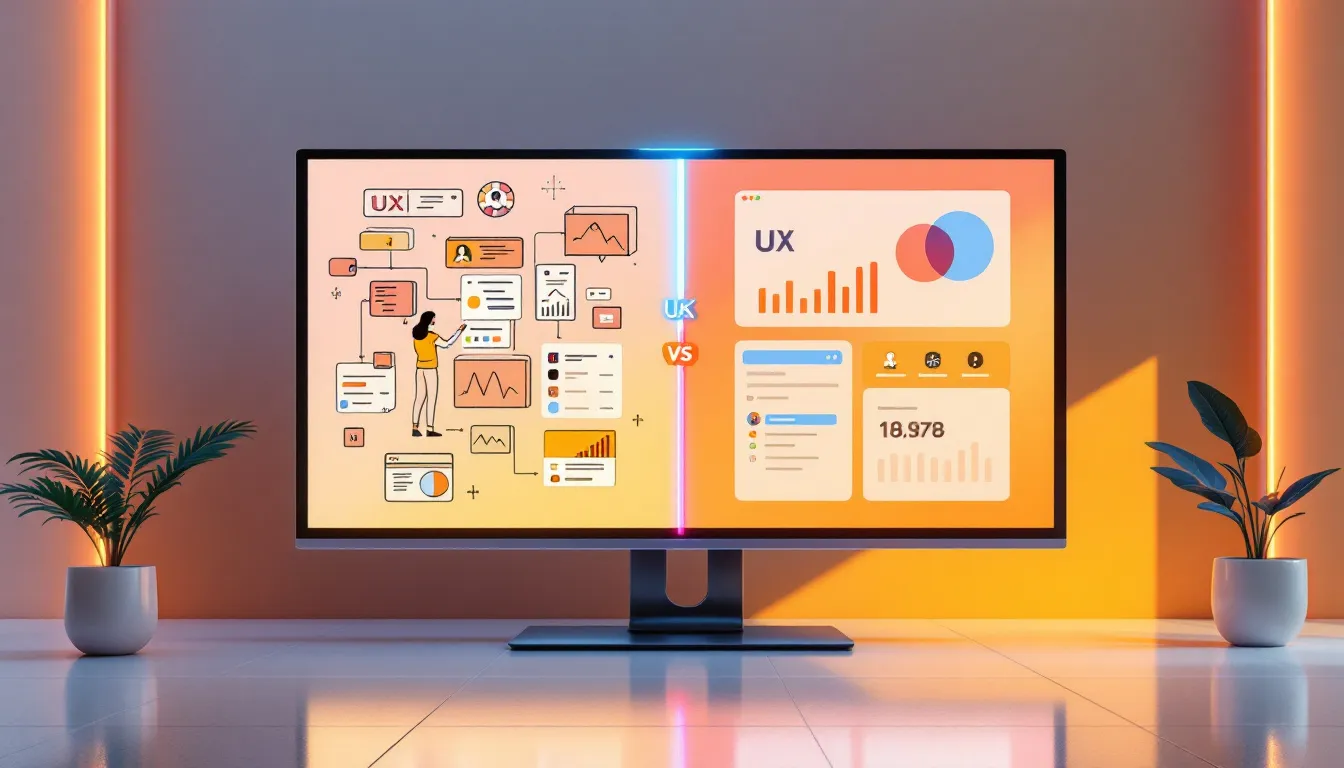 A visual representation of the key differences between UX and UI design.