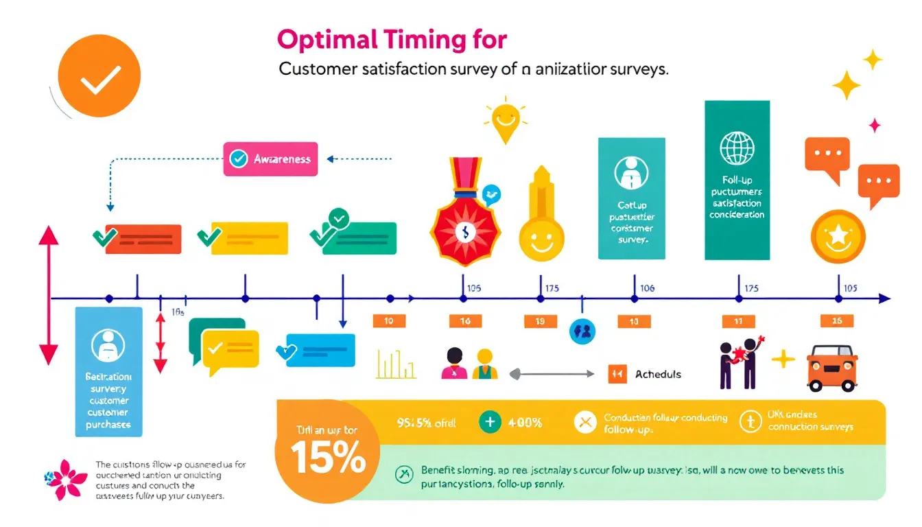 A timeline illustrating the optimal timing for customer satisfaction surveys.